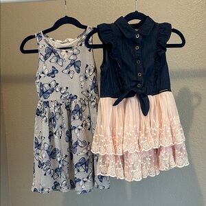 Set of 2 100•/• cotton girl dresses size 4 and 5-6 Calvin Klein H&M